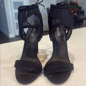 Aldo Black Suede Heeled Sandals